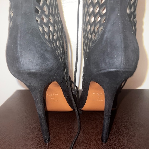 Alaia Black Suede Caged Booties - Picture 3 of 9